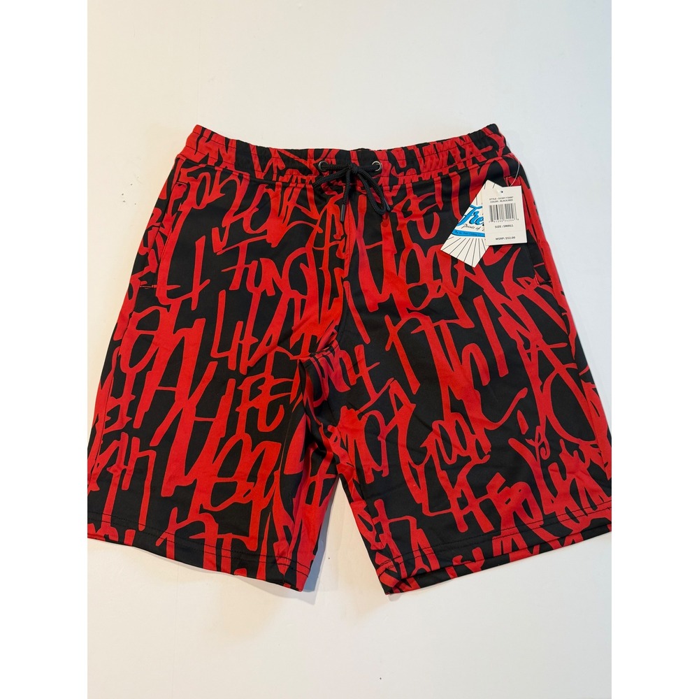 Fresh Prints of Bel-Air Mens Graffiti Shorts Red Black Small NWT